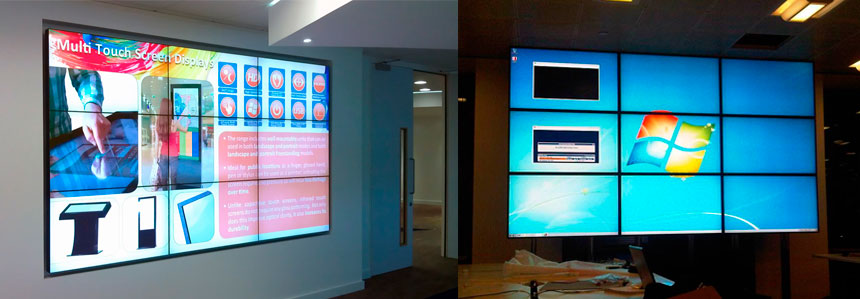 Soporte de pared videowall para 9 pantallas o monitores